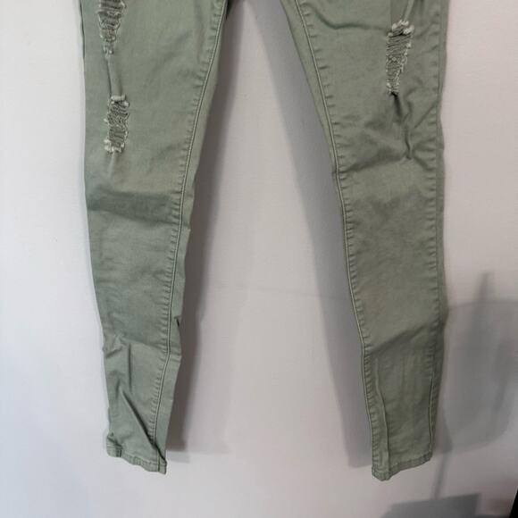 VANITY Light Muted Green Distressed Jean Leggings Jeggings Women’s Size Medium - Picture 3 of 6